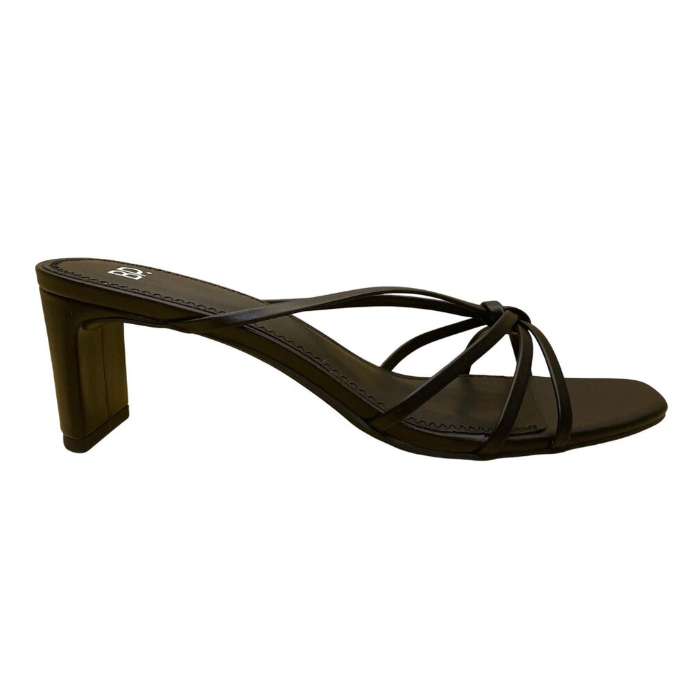 BP. Women’s Black PU Open Toe Strappy Karsyn Heeled Sandals Size 10M-New